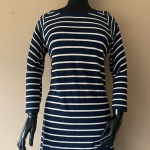 MADEWELL Navy & White Striped Long Sleeve T-Shirt Dress - M